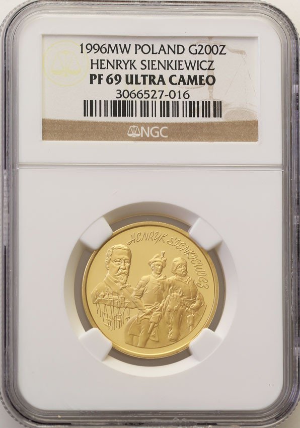 III RP. 200 złotych 1996 Henryk Sienkiewicz NGC PF69 ULTRA CAMEO
